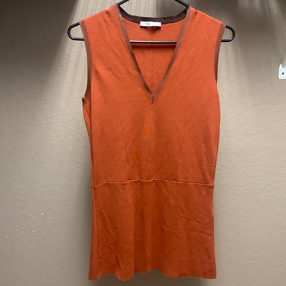ZARA W&B Collection Orange Sleeveless VNeck Tank